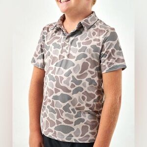 BURLEBO Youth Performance Polo Classic Deer Camo boy 8 UPF moisture wicking